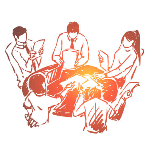 Team building exercise, students brainstorm, teamwork, business development strategy discussion process